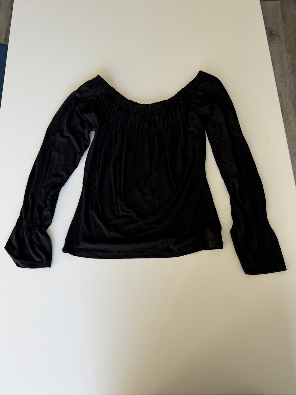 bebe Black Off-Shoulder Long Sleeve Blouse